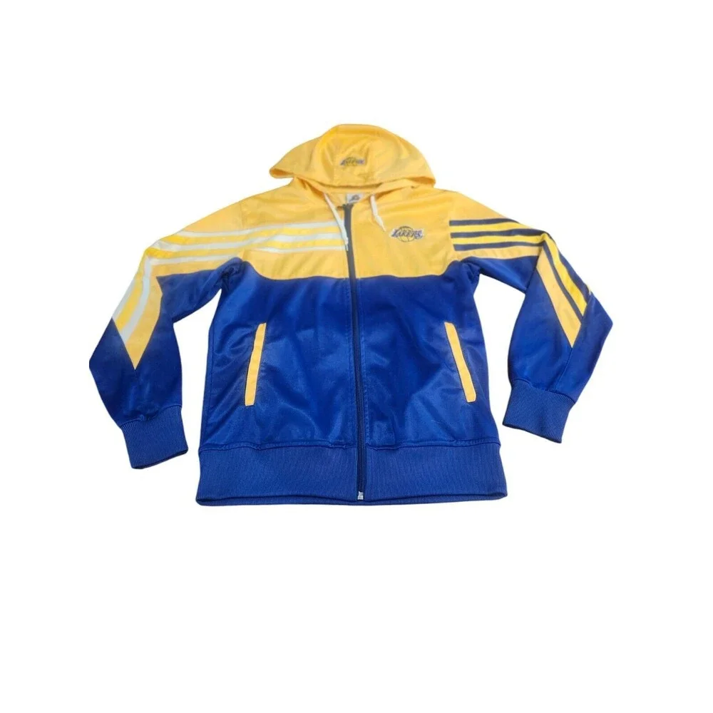 Youth LOS ANGELES LAKERS Full Zip Sweater‎ Size LARGE Purple Yellow Sweater